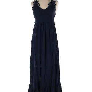 Elegant Navy Blue Lace Maxi Dress